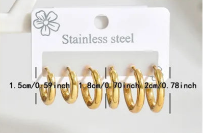Set Arracadas Acero Inoxidable