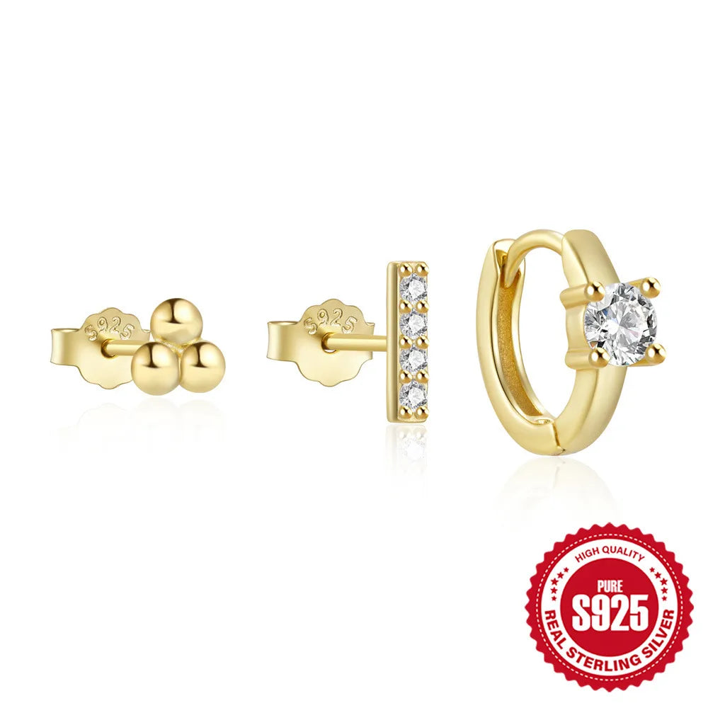 Set Tres Piezas Dorado Plata Ley 925