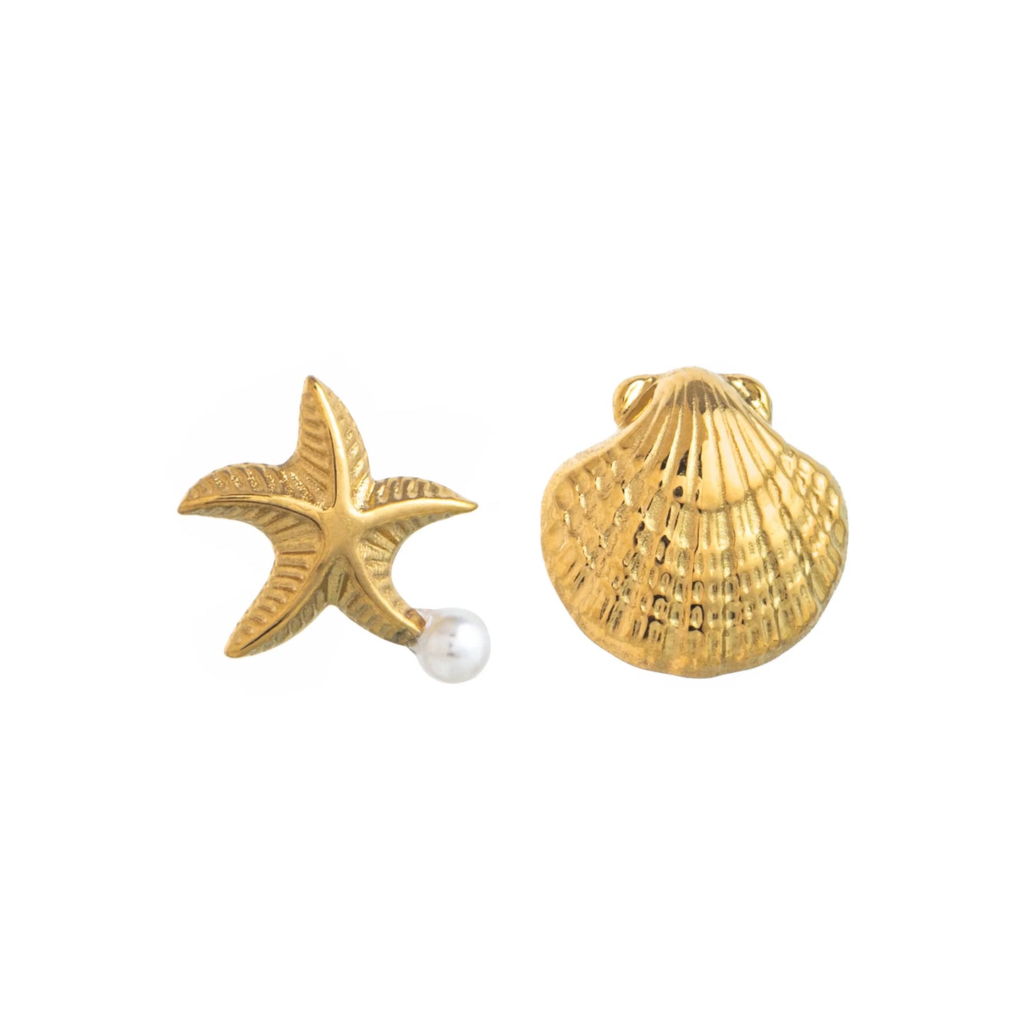 Aretes Estrella Concha Acero Inoxidable