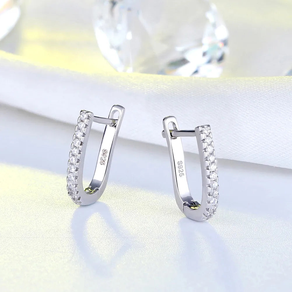 Aretes Forma U Circón Plata De Ley 925 Plata