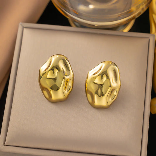 Aretes Ovalados Acero Titanio