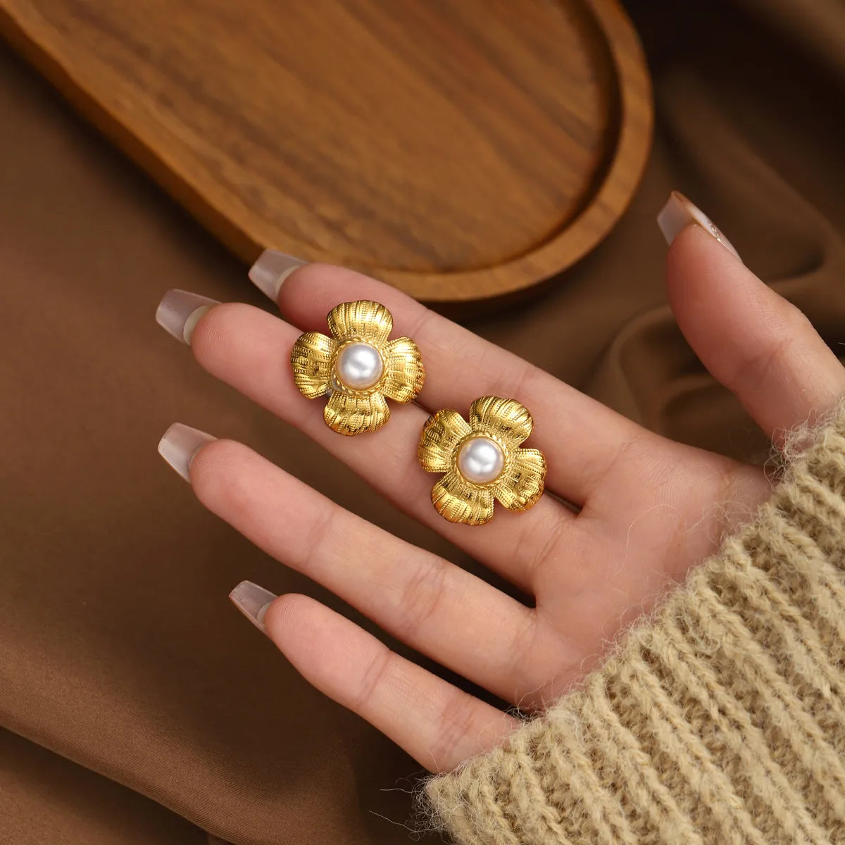 Aretes Flor Acero Inoxidable