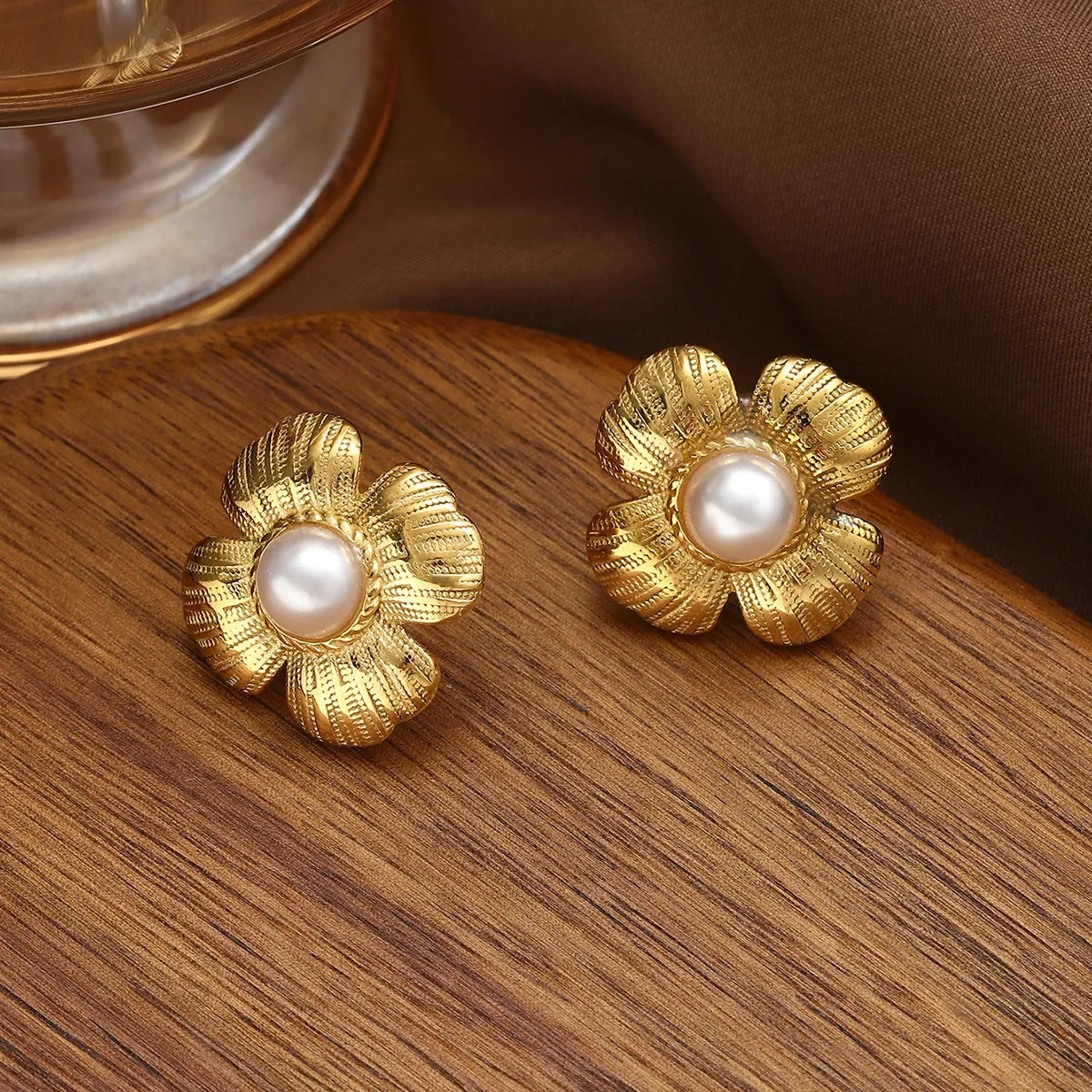 Aretes Flor Acero Inoxidable