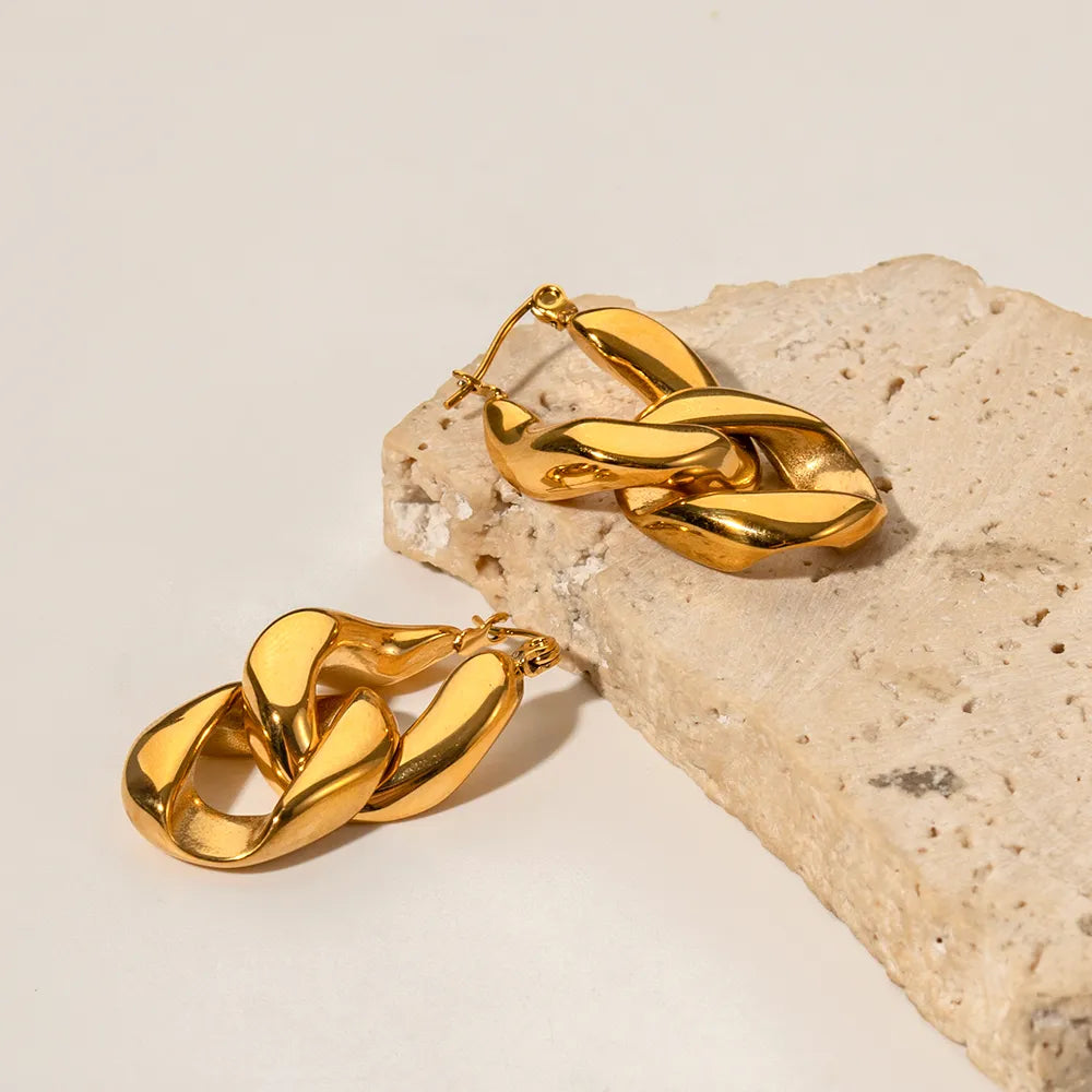Aretes Cadena Exagerado Acero Inoxidable