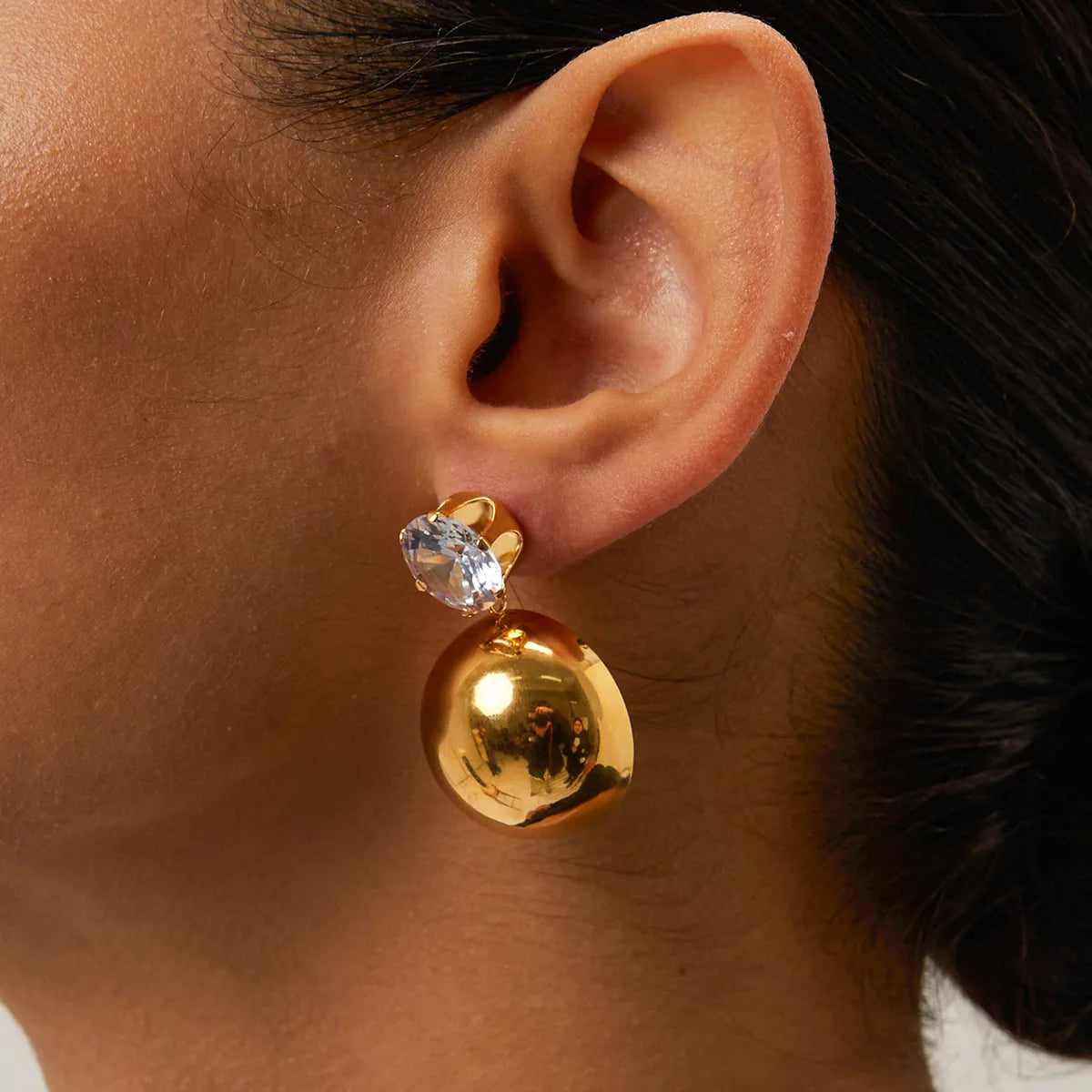 Aretes Redondo Enchapado Acero Inoxidable