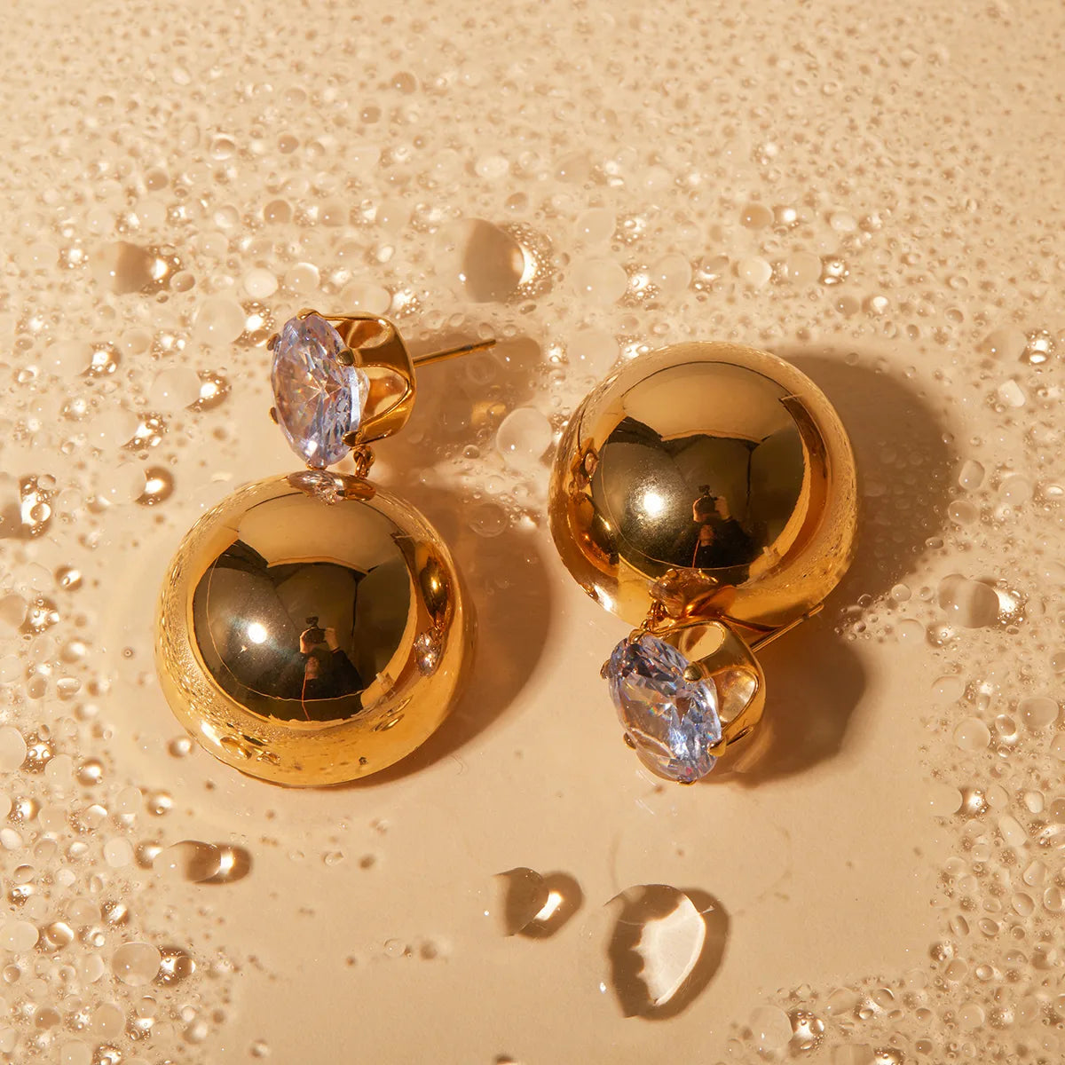 Aretes Redondo Enchapado Acero Inoxidable
