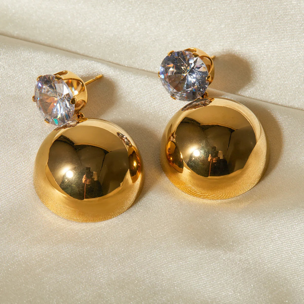 Aretes Redondo Enchapado Acero Inoxidable