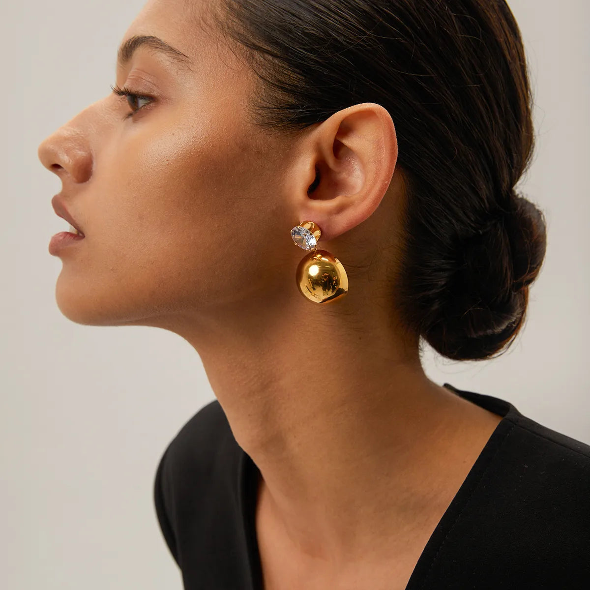 Aretes Redondo Enchapado Acero Inoxidable