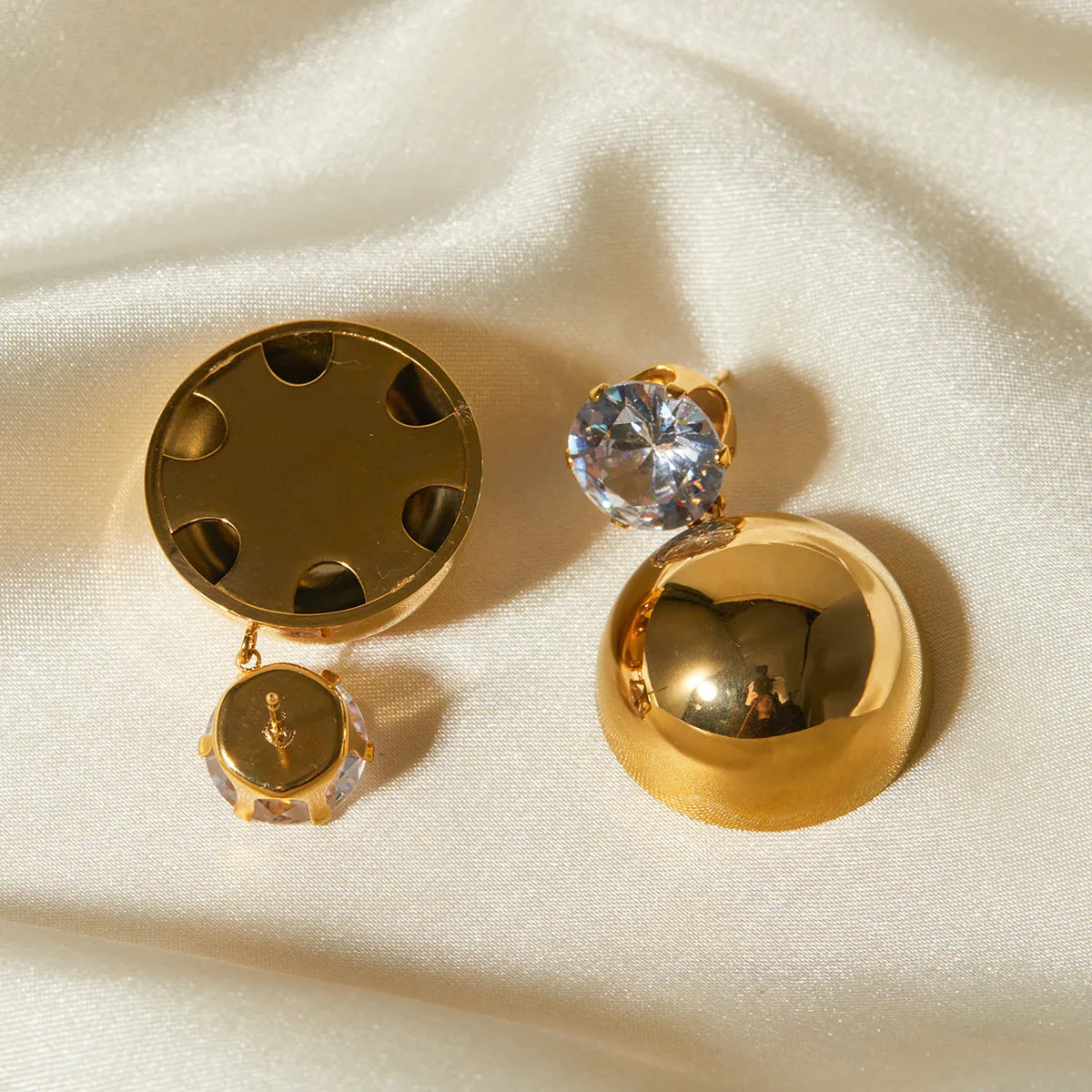 Aretes Redondo Enchapado Acero Inoxidable