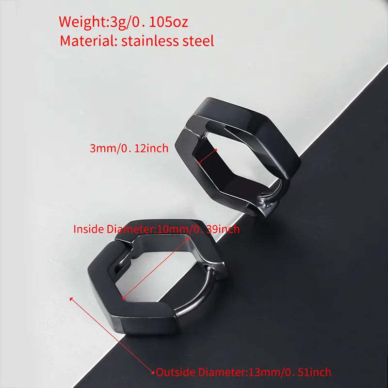 Par Aretes Negros Acero Inoxidable