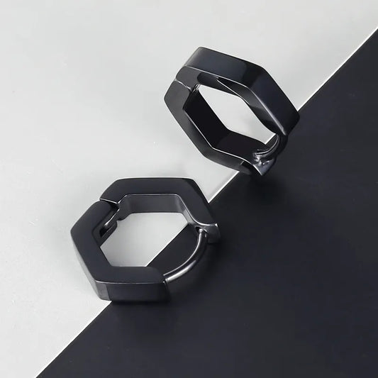 Par Aretes Negros Acero Inoxidable