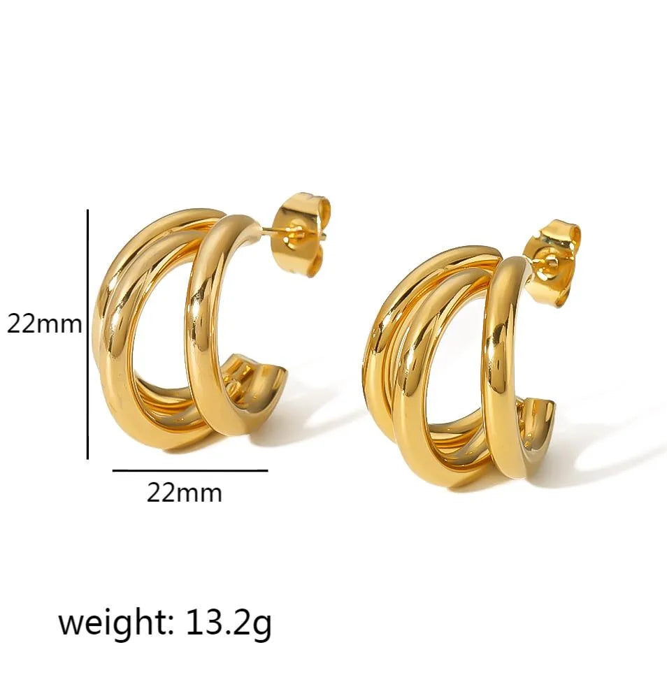Aretes Triple Acero Inoxidable