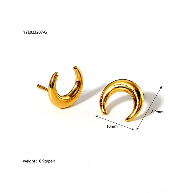 Aretes Luna Dorado Acero Inoxidable