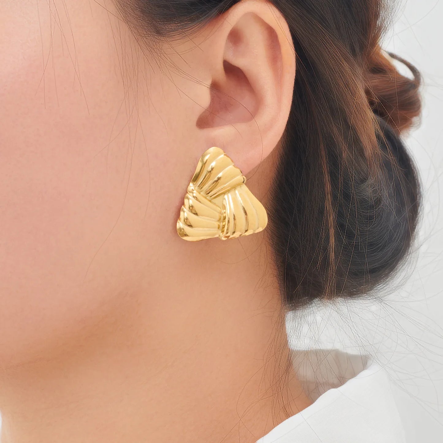 Aretes Triángulo Raya Acero Inoxidable