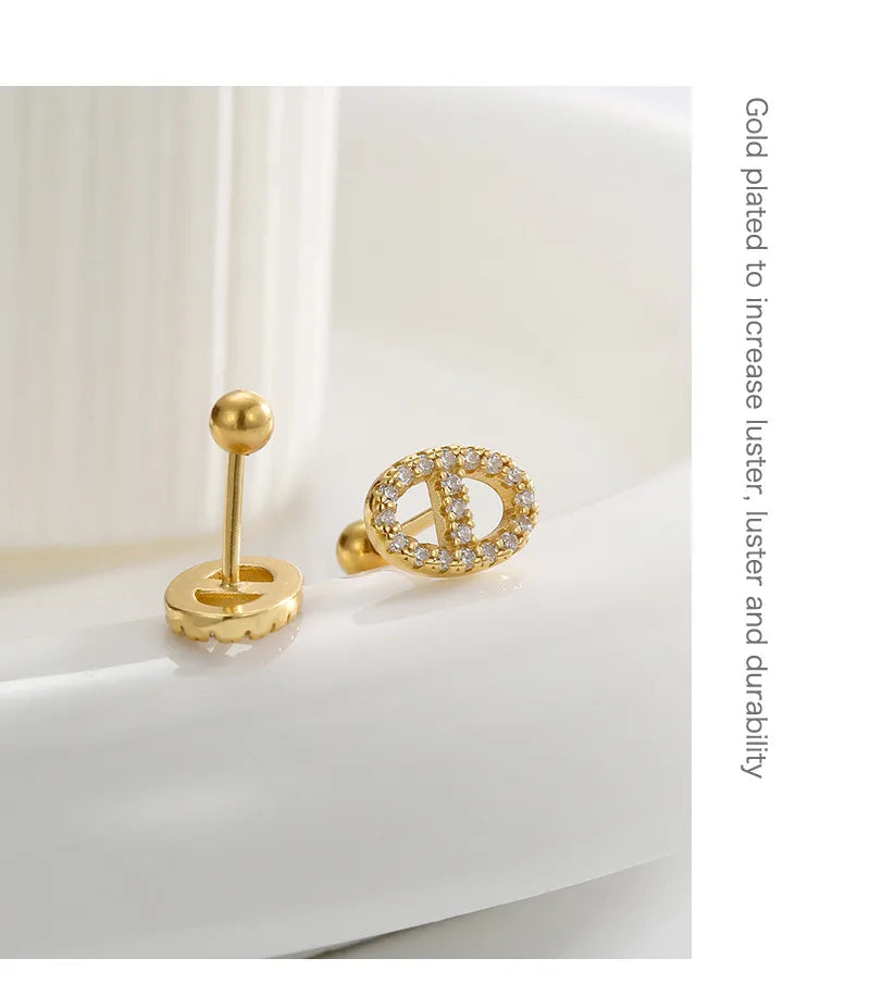 Aretes Dorados Circón Plata De Ley 925