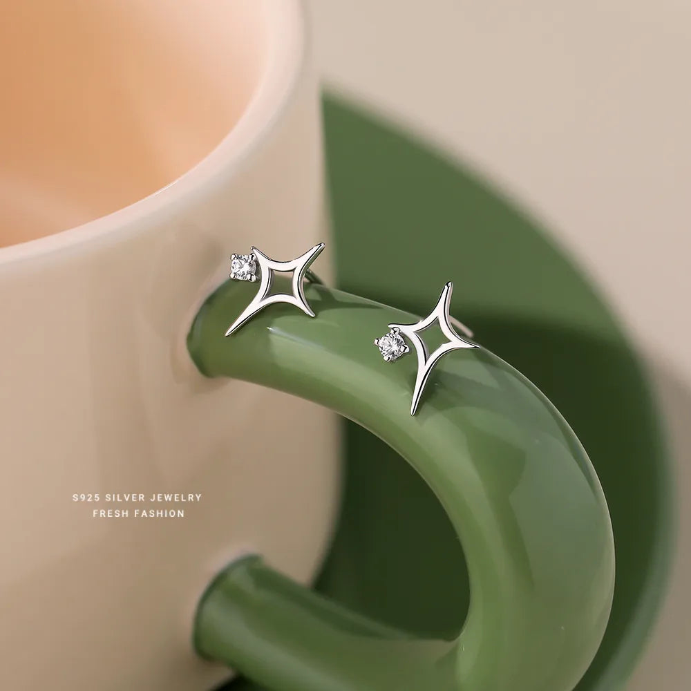 Aretes Estrella Circón Plata S925