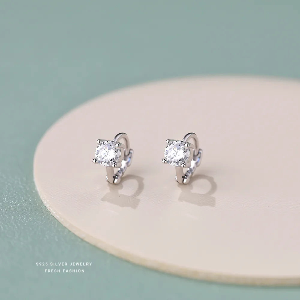Arracadas Pequeñas Circón Plata De Ley 925