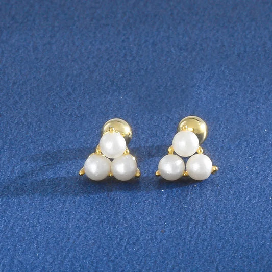 Aretes Perlas Artificiales Plata De Ley 925