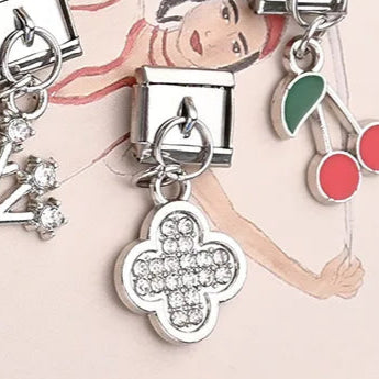 Charm Italiano Trebol Acero Inoxidable