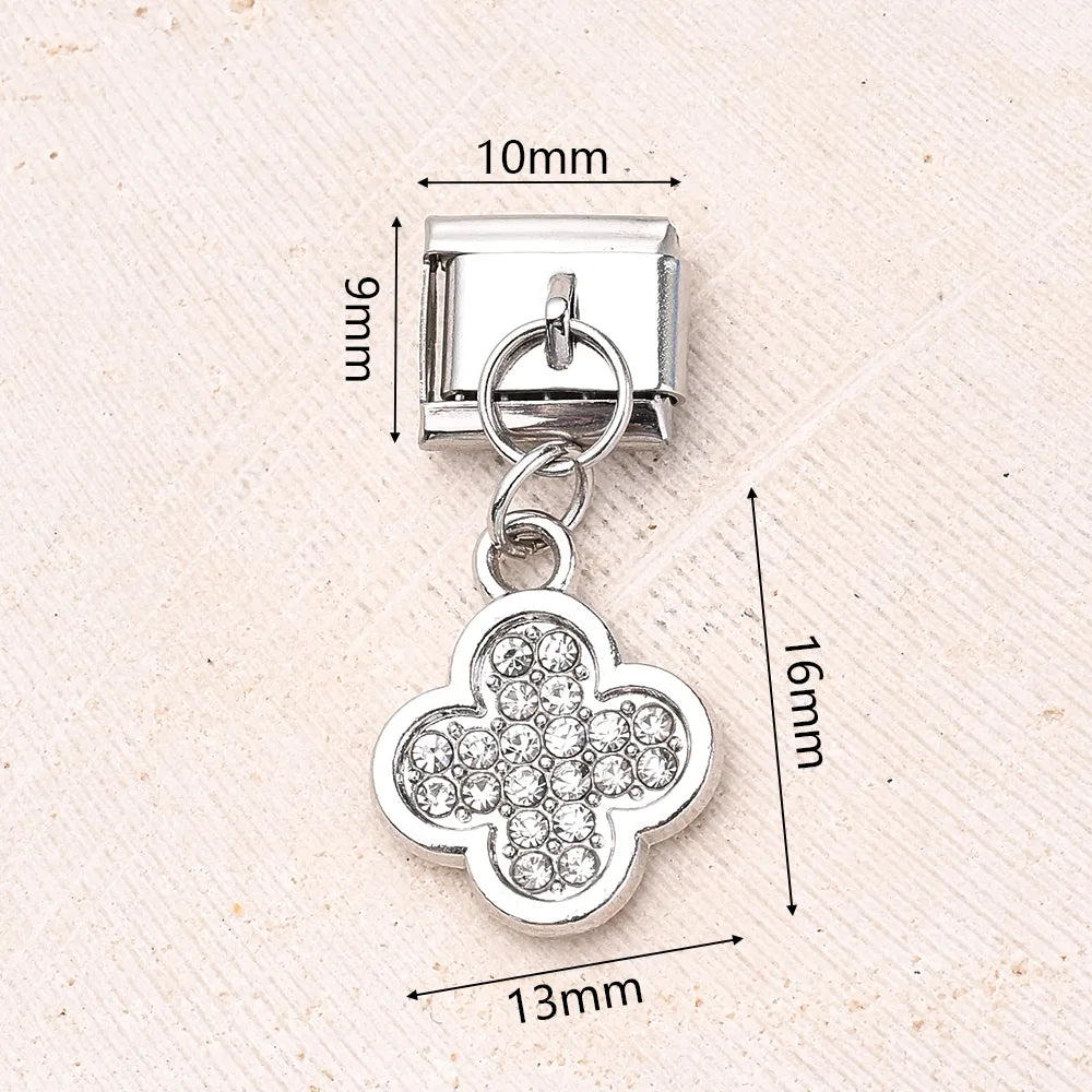 Charm Italiano Trebol Acero Inoxidable