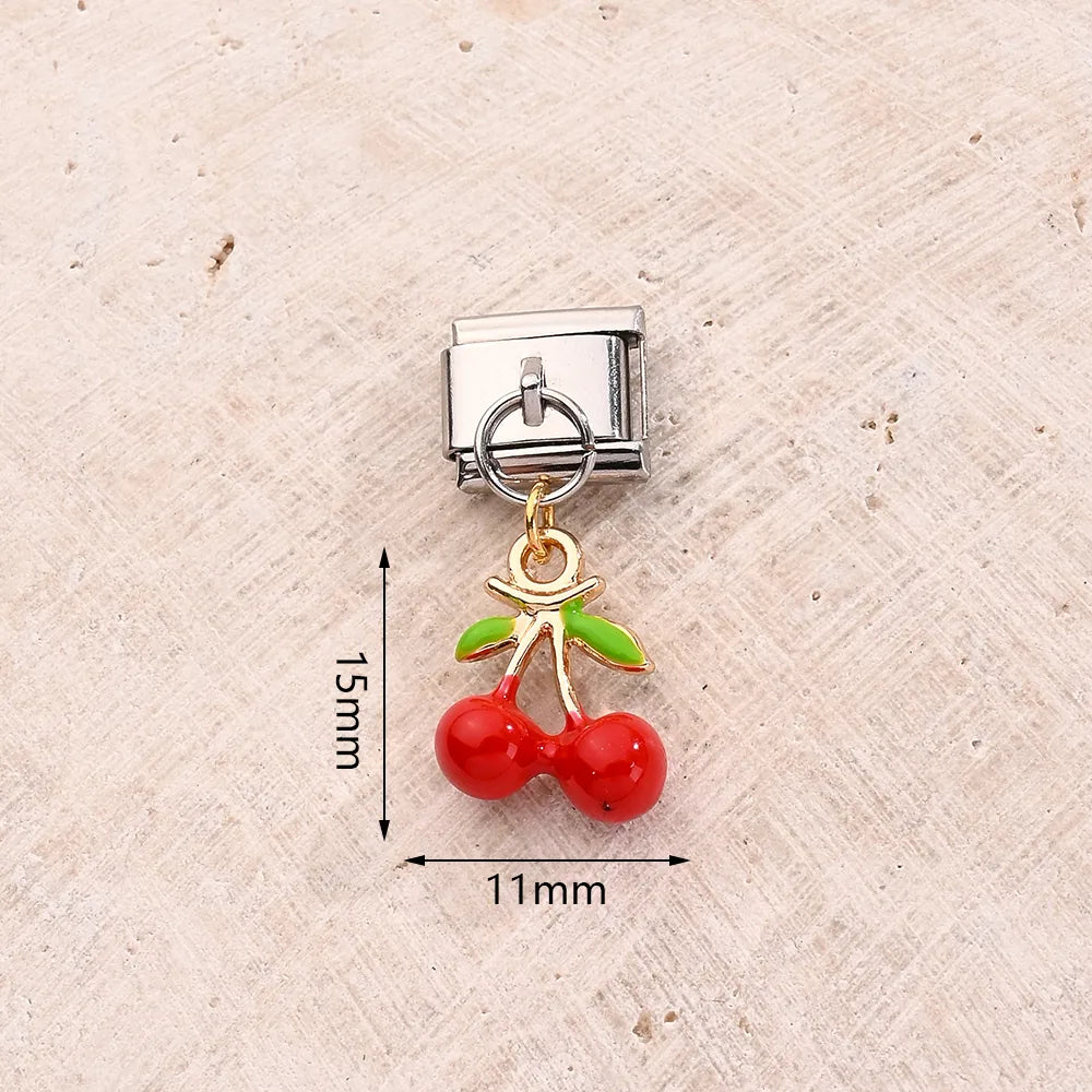 Charm Italiano Cerezas Acero Inoxidable