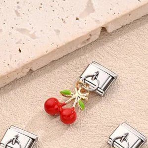 Charm Italiano Cerezas Acero Inoxidable