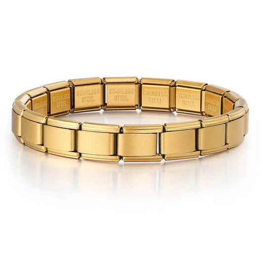 Pulsera Italiana Dorada Mate Acero Inoxidable