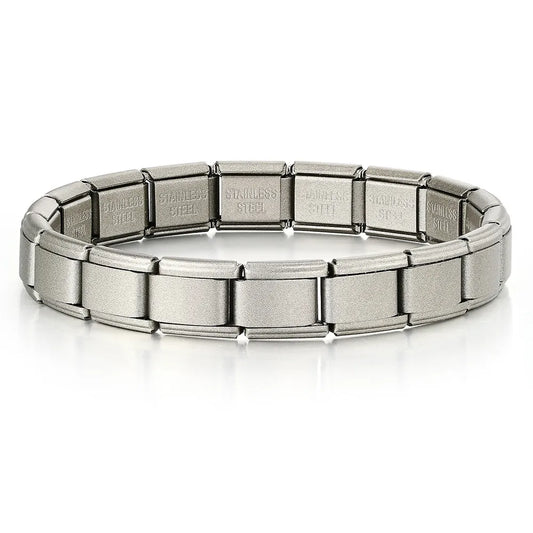 Pulsera Italiana Plateado Mate Acero Inoxidable