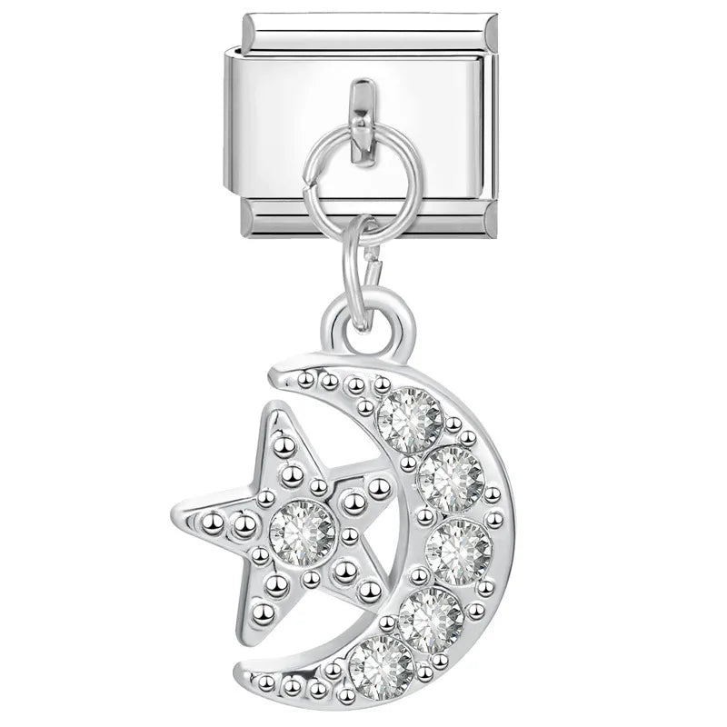 Charm Italiano Luna Estrella Acero Inoxidable