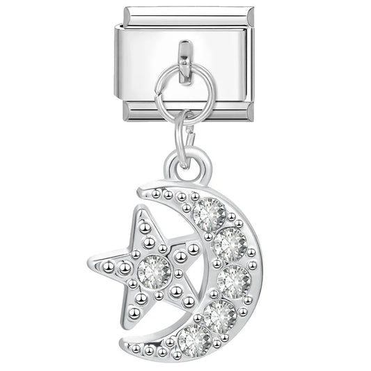 Charm Italiano Luna Estrella Acero Inoxidable