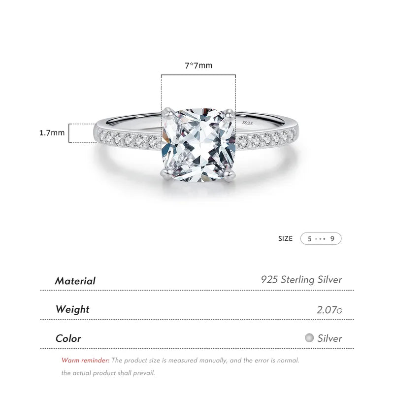 Anillo Circón Cuadrado Plata De Ley 925