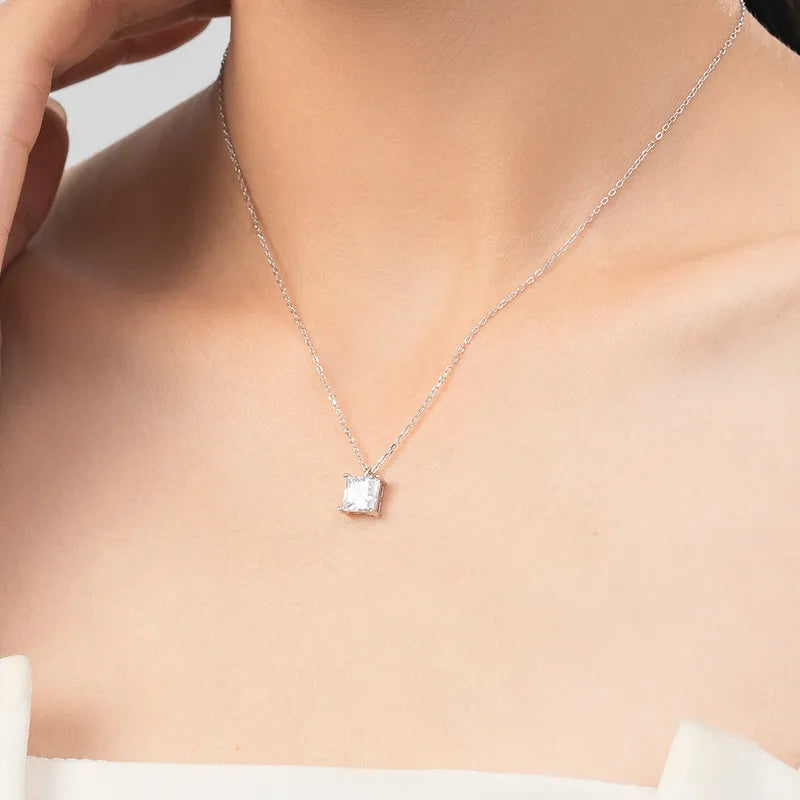 Collar Circón Cuadrado Plata De Ley 925