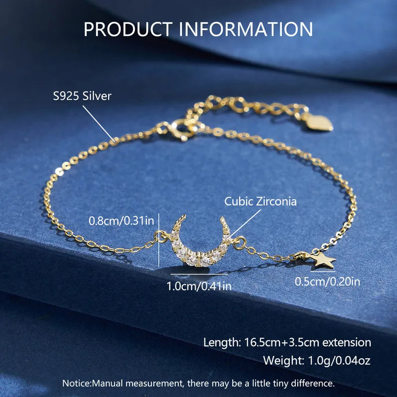 Pulsera Luna Estrella Plata De Ley 925