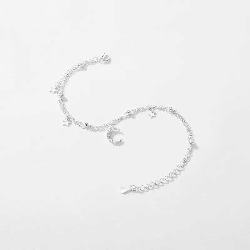 Pulsera Luna Estrellas Plata De Ley 925