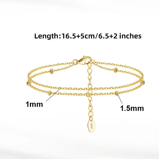 Pulsera Doble Delgada Dorada Plata 925