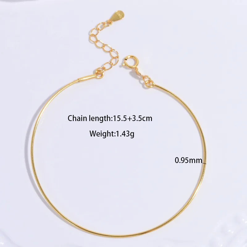 Pulsera Delgada Dorada Plata De Ley 925