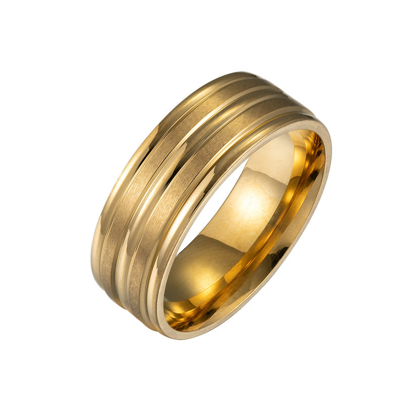 Anillo Lineas Dorado Acero Inoxidable
