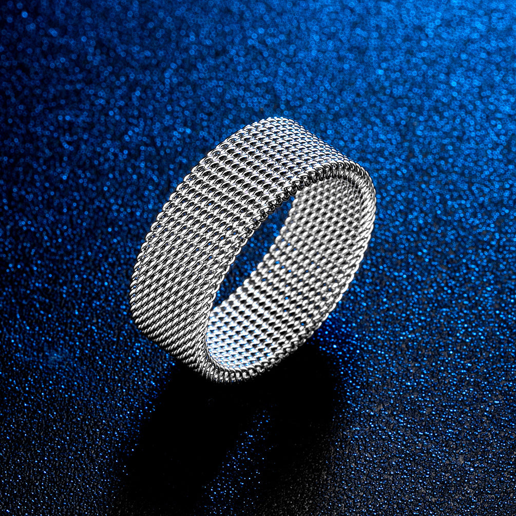 Anillo Plateado Acero Titanio