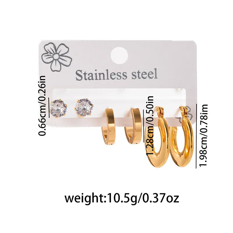 Set Aretes Acero Inoxidable