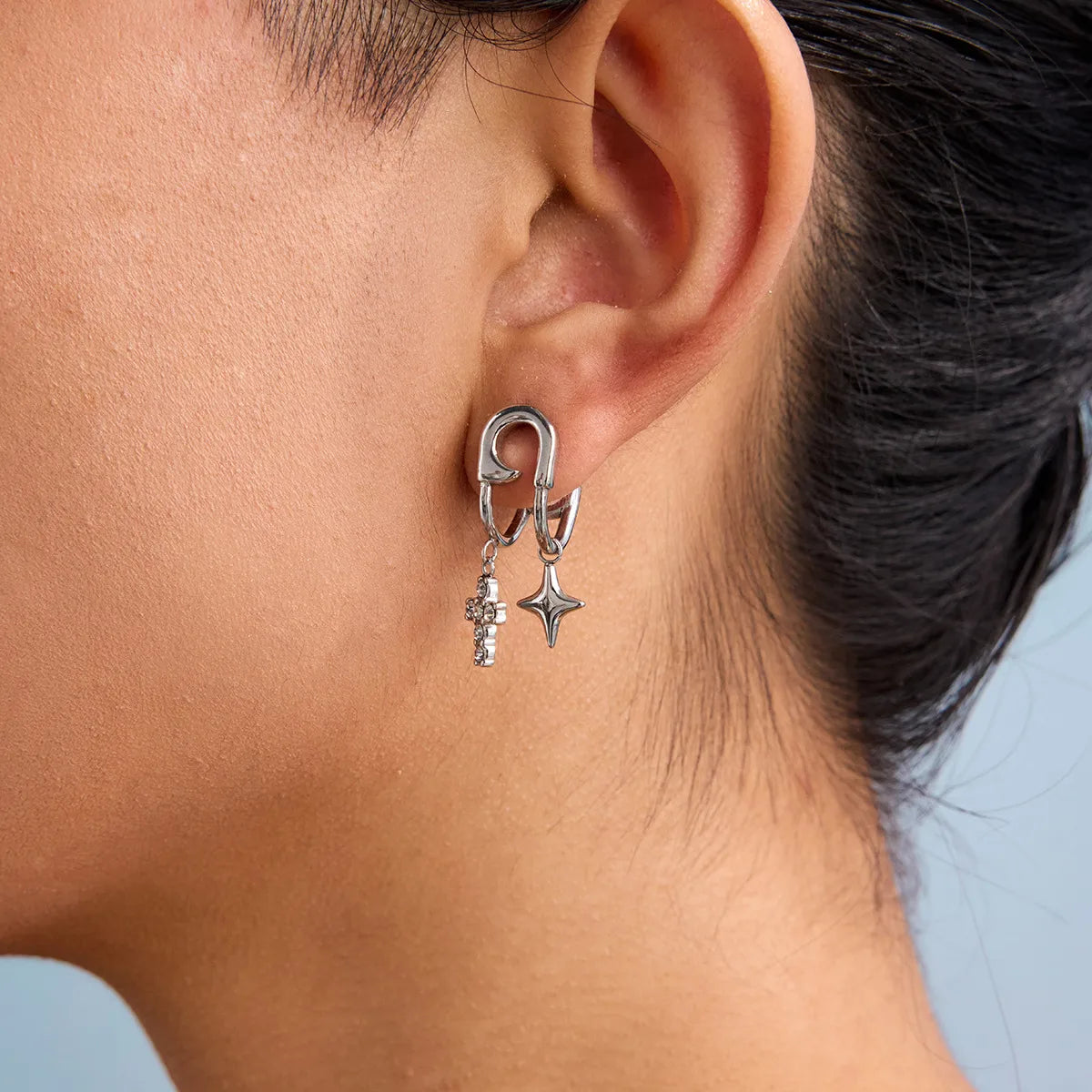 Aretes Segurito Cruz Acero Inoxidable