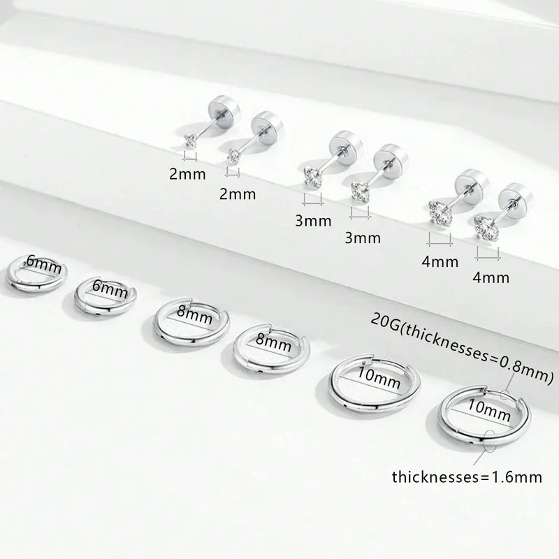 Aretes y Arracada Acero Inoxidable