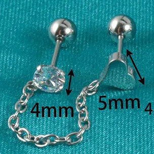 Piercing Doble Corazón Circón Acero Inoxidable