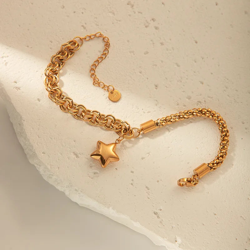 Pulsera Estrella Acero Inoxidable Chapado En Oro