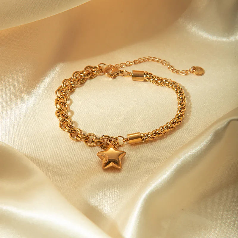 Pulsera Estrella Acero Inoxidable Chapado En Oro