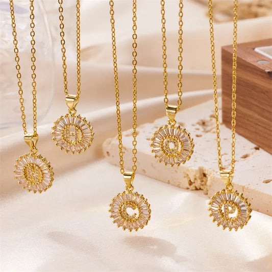 Collar Letra Diamante Acero Inoxidable Latón