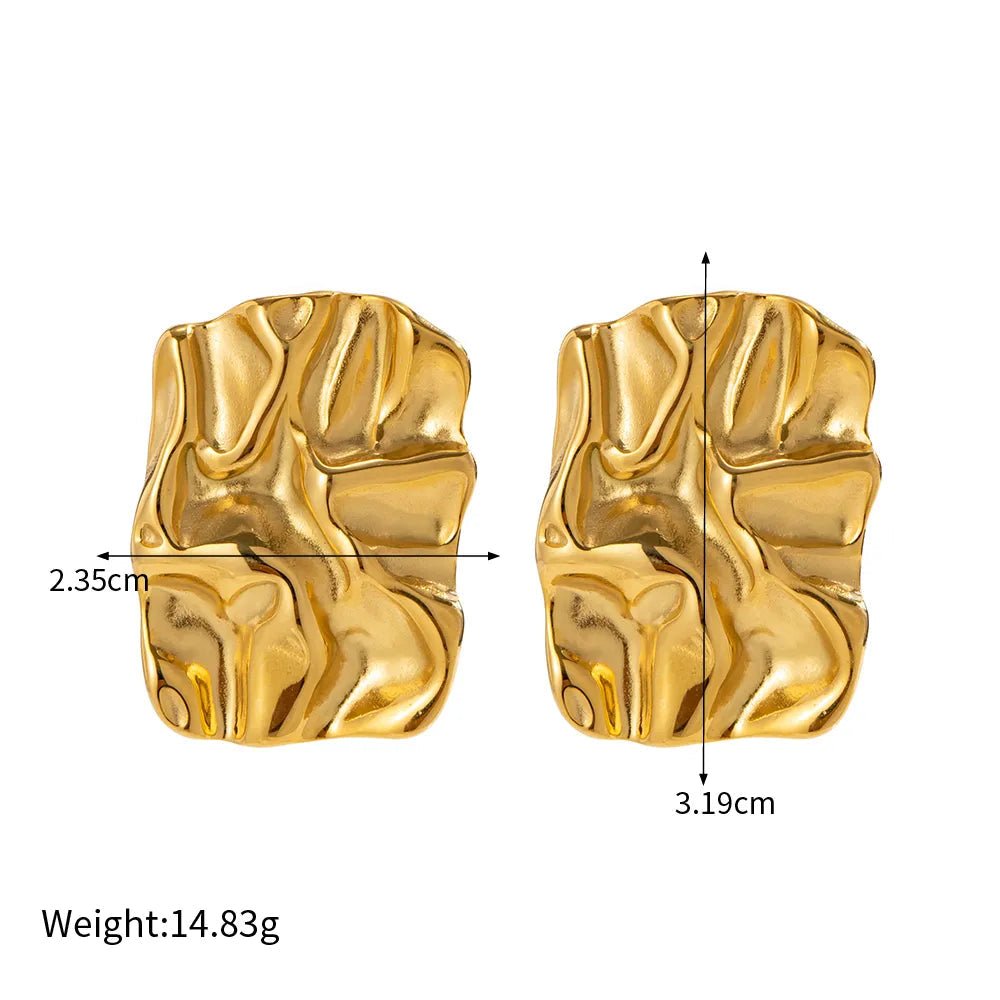 Aretes Rectangular Dorado Acero Inoxidable