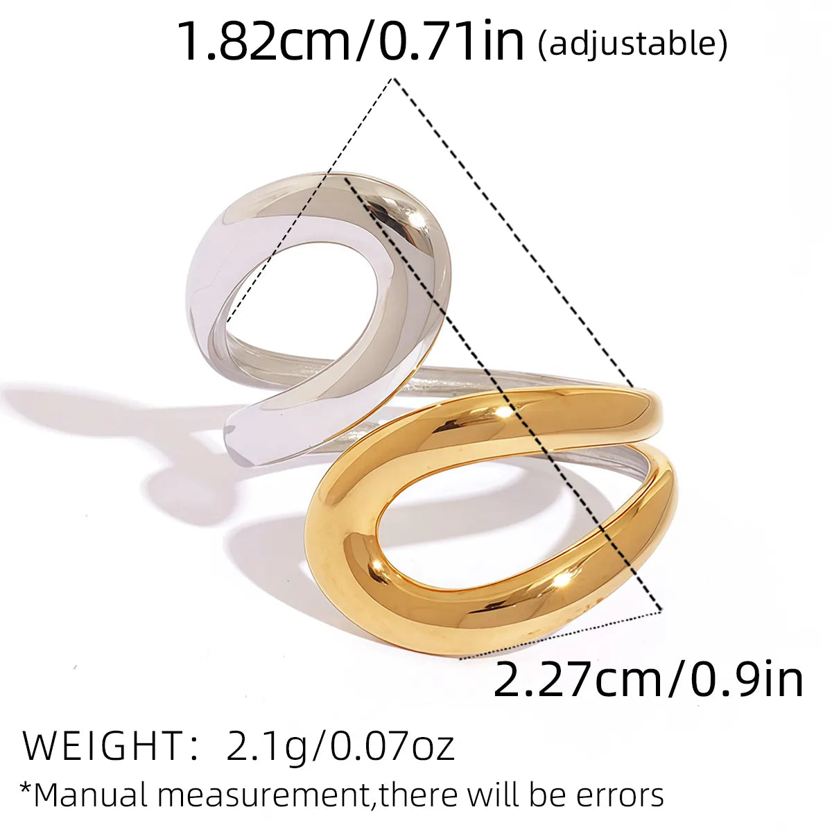 Anillo Abierto Bicolor Acero Inoxidable