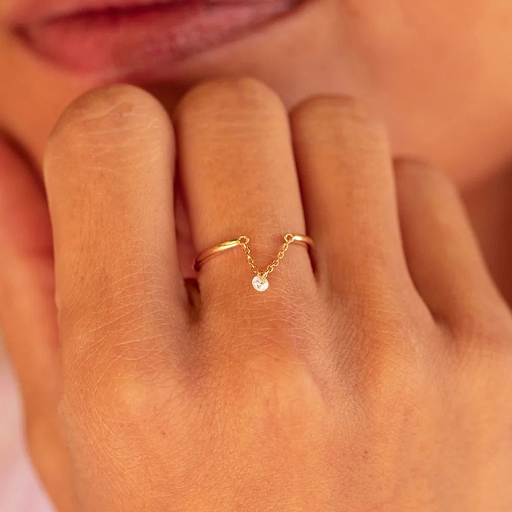 Anillo Cadena Ajustable Plata De Ley S925