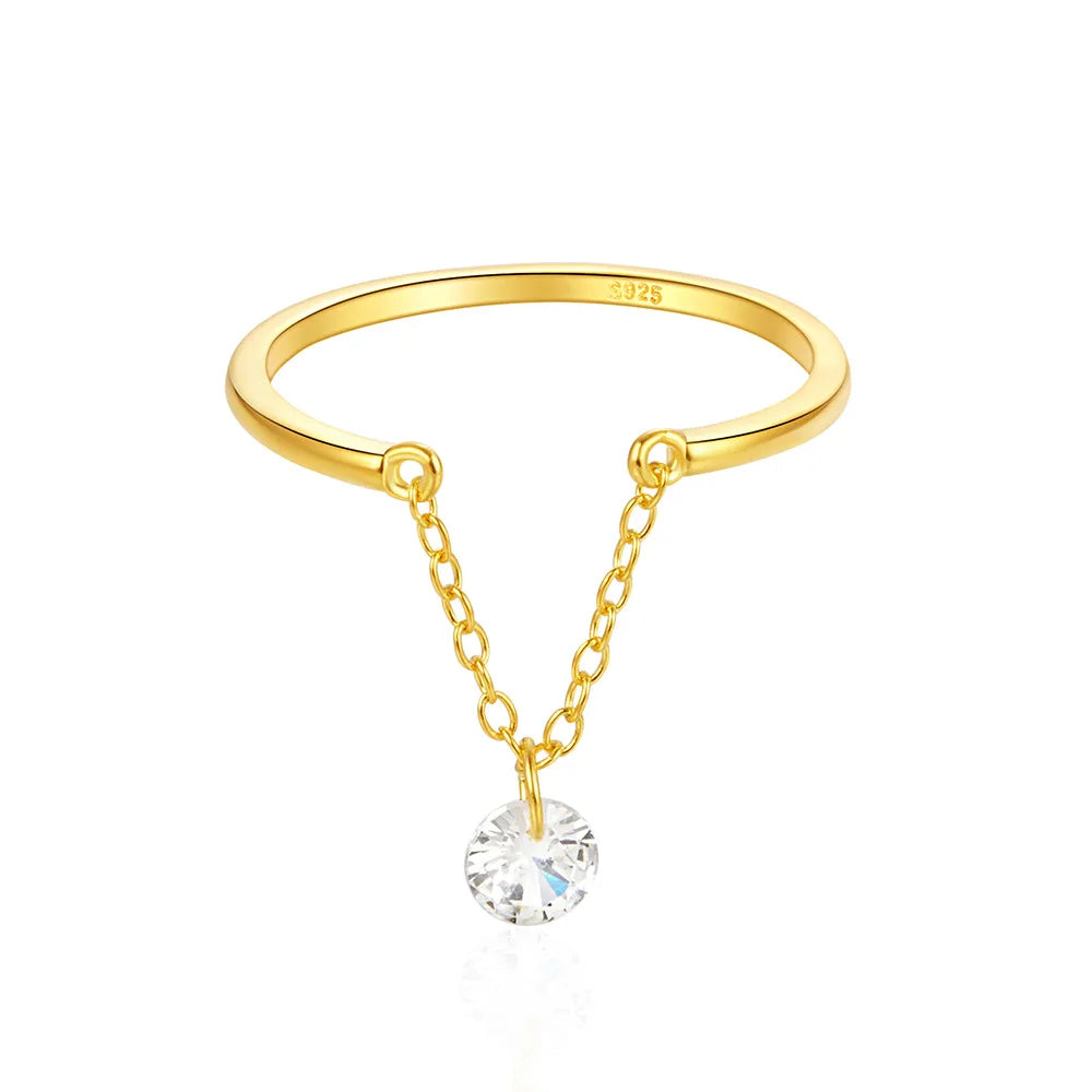 Anillo Cadena Ajustable Plata De Ley S925