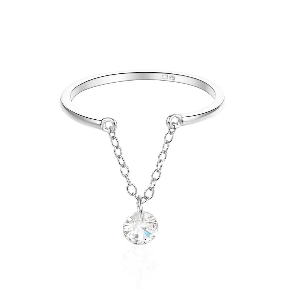 Anillo Cadena Ajustable Plata De Ley S925